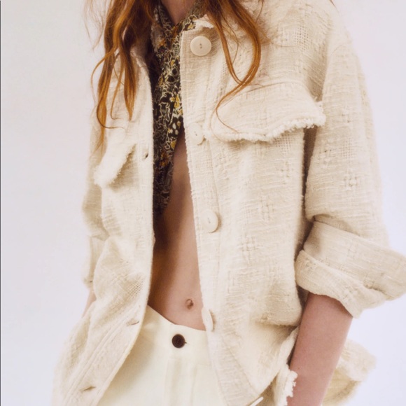 Zara STRUCTURED FRAYED OVERSHIRT - Picture 6 of 6